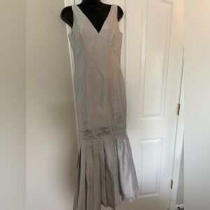 Marisa Baratelli Size 6 Silver Silk Formal Dress